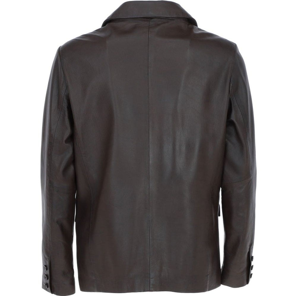 Men's Dark Brown Leather Blazer