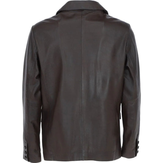 Men's Dark Brown Leather Blazer