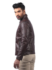 Men’s Dark Brown Leather Jacket Left