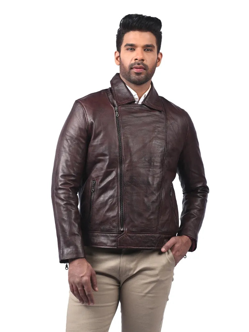 Men’s Dark Brown Leather Jacket Full