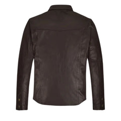 Men’s Dark Brown Leather Shirt Jacket