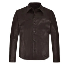 Men’s Dark Brown Leather Shirt Jacket