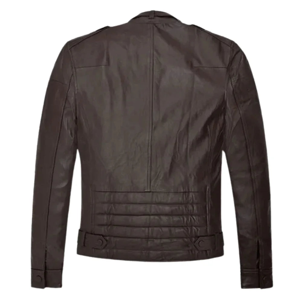 Men’s Dark Brown Multi-Pocket Leather Jacket