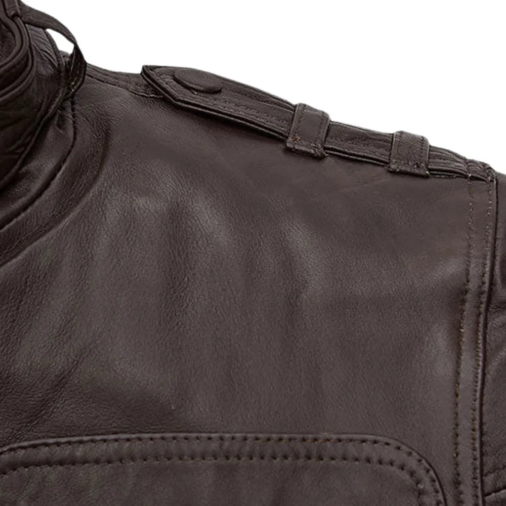 Men’s Dark Brown Multi-Pocket Leather Jacket