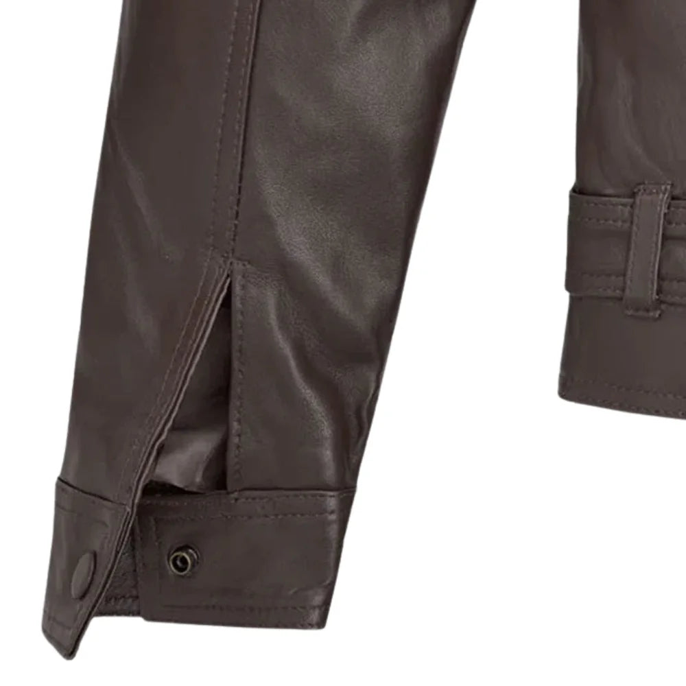 Men’s Dark Brown Multi-Pocket Leather Jacket