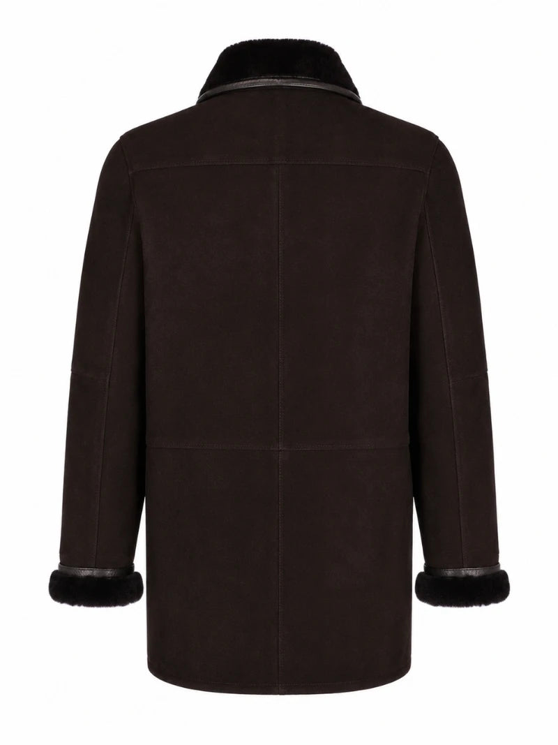 Men’s Dark Brown Shearling Leather Coat