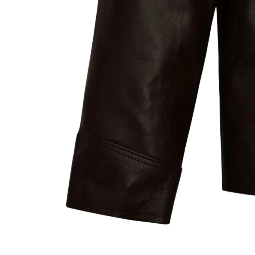 Men’s Dark Brown Western Style Leather Jacket