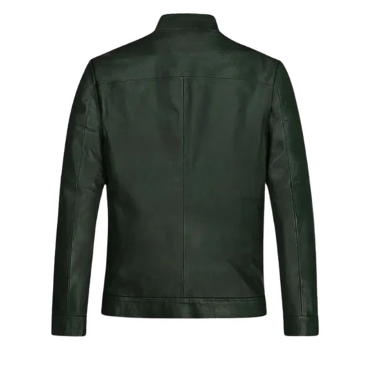 Men’s Dark Green Minimalist Leather Jacket