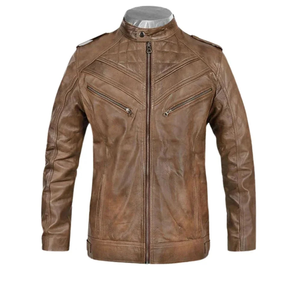 Men’s Classic Brown Quilted Leather Jacket