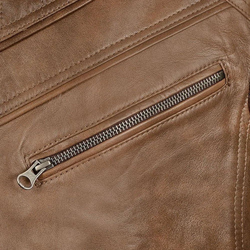 Men’s Classic Brown Quilted Leather Jacket