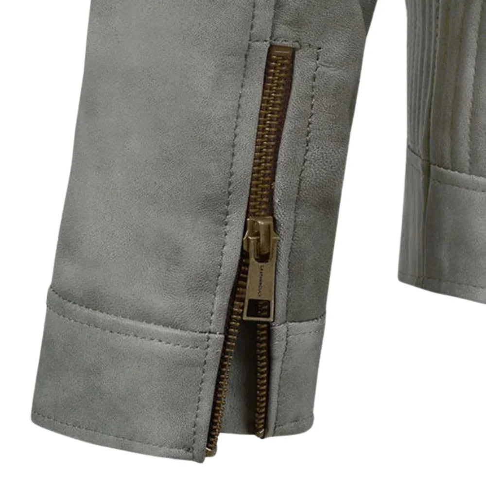 Men’s Grey Leather Jacket