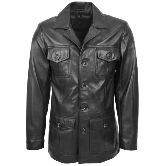 Men's Double Pocket Black Blazer