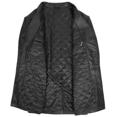 Men's Genuine Black Leather Reefer