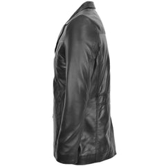 Men's Genuine Black Leather Reefer