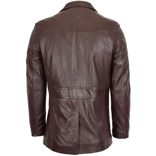 Men's Genuine Brown Leather Reefer