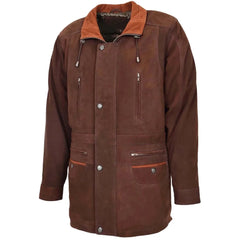Men’s Genuine Suede Leather Parka Coat