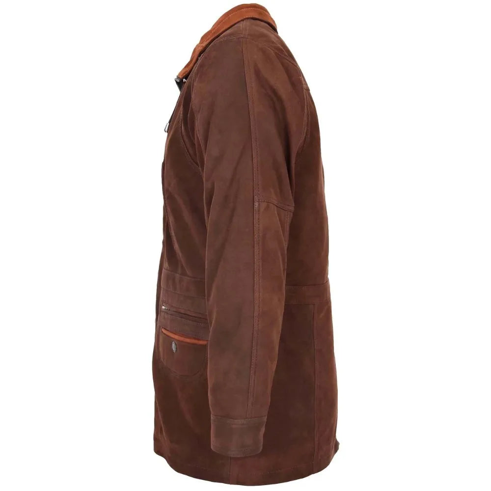 Men’s Genuine Suede Leather Parka Coat