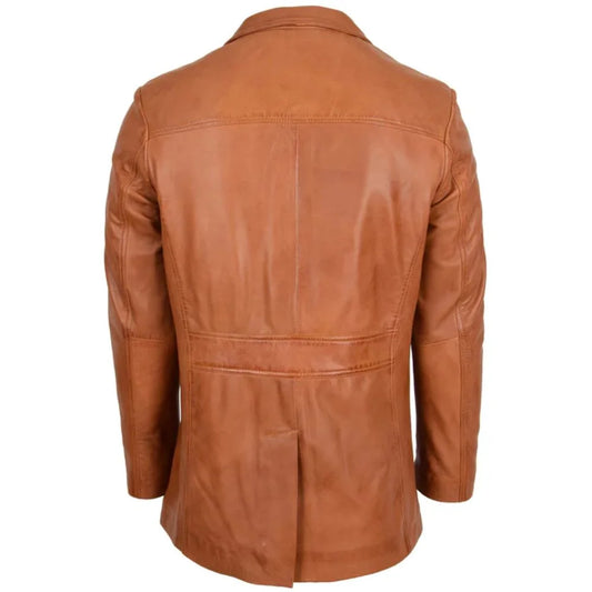 Men's Genuine Tan Leather Reefer