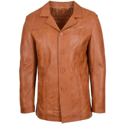 Men's Genuine Tan Leather Reefer