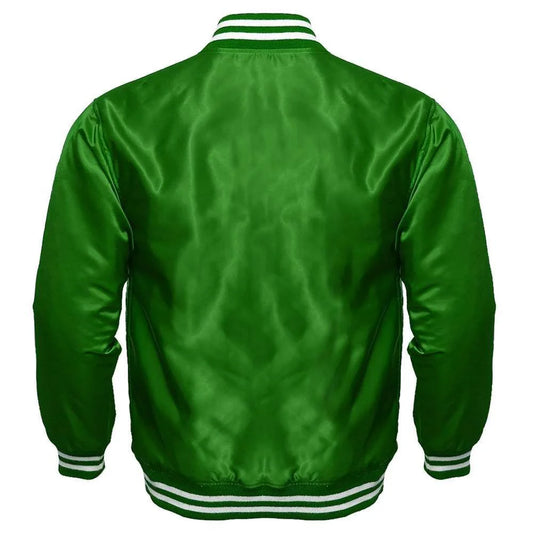 Men's Green Satin Varsity Jacket