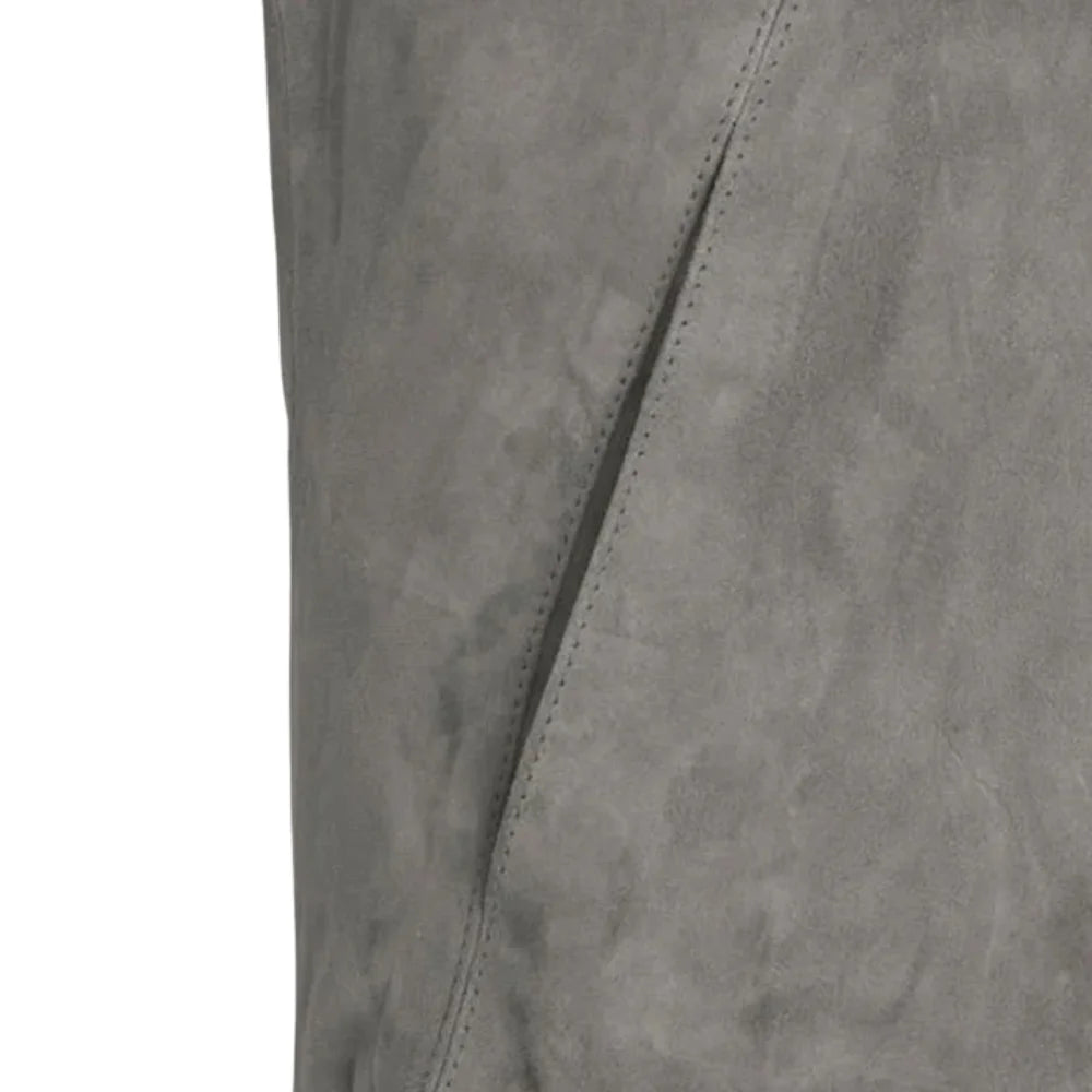 Men’s Grey Suede Leather Bomber Jacket