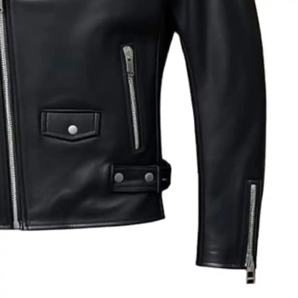 Men's Halloween Black Leather Biker Jacket
