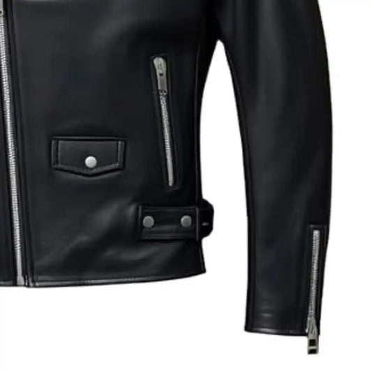 Men's Halloween Black Leather Biker Jacket
