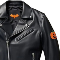 Men's Halloween Black Leather Biker Jacket