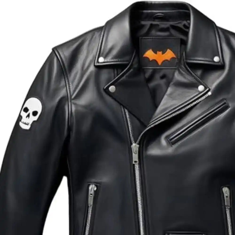 Men's Halloween Black Leather Biker Jacket