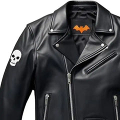 Men's Halloween Black Leather Biker Jacket