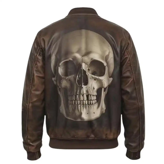 Men’s Halloween Brown Leather Bomber Jacket