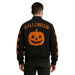 Men’s Halloween Pumpkin Embroidered Bomber Jacket