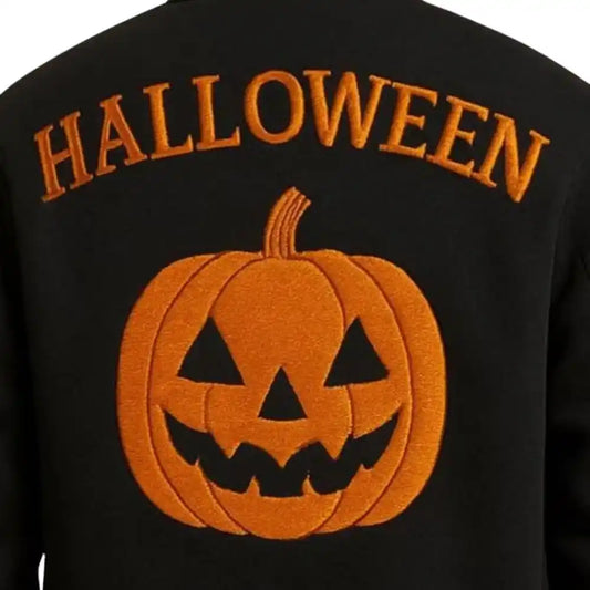 Men’s Halloween Pumpkin Embroidered Bomber Jacket