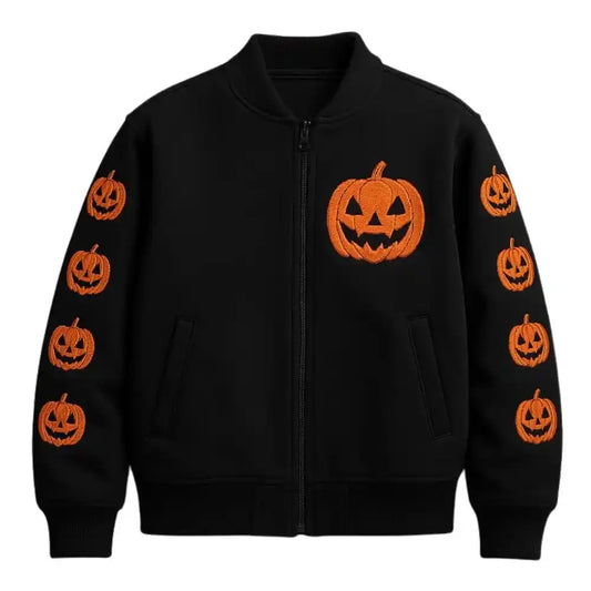 Men’s Halloween Pumpkin Embroidered Bomber Jacket