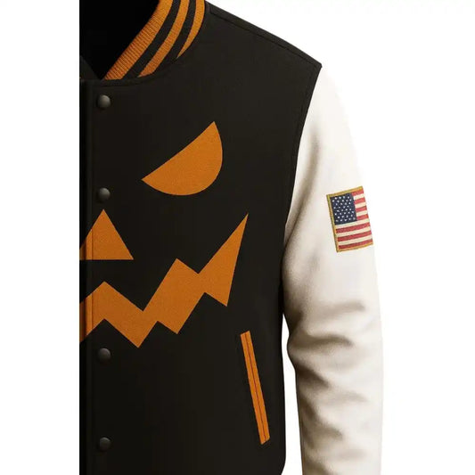 Men’s Halloween Pumpkin Face Varsity Jacket