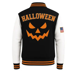Men’s Halloween Pumpkin Face Varsity Jacket