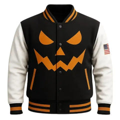 Men’s Halloween Pumpkin Face Varsity Jacket