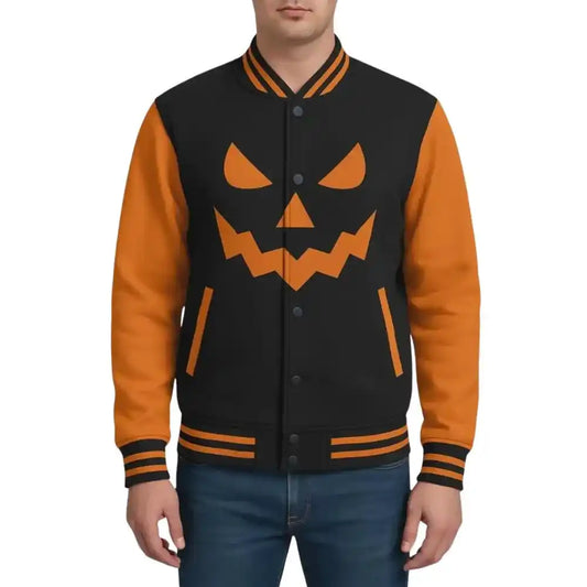 Men’s Halloween Pumpkin Varsity Jacket