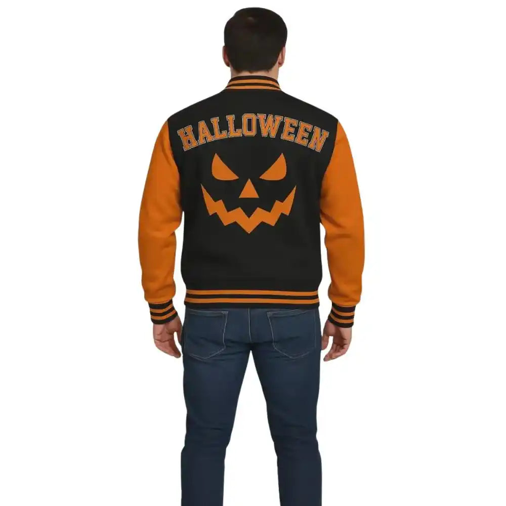 Men’s Halloween Pumpkin Varsity Jacket