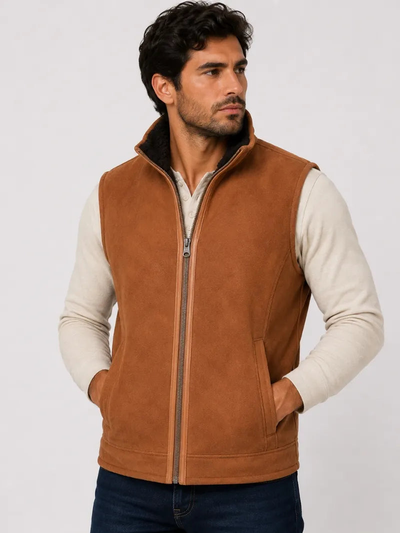 Men's Handmade Leather Brown Vest