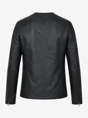 Men’s Leather Round Neck Jacket Back 