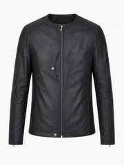 Men’s Leather Round Neck Jacket Front 