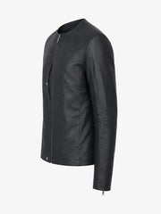 Men’s Leather Round Neck Jacket Left 