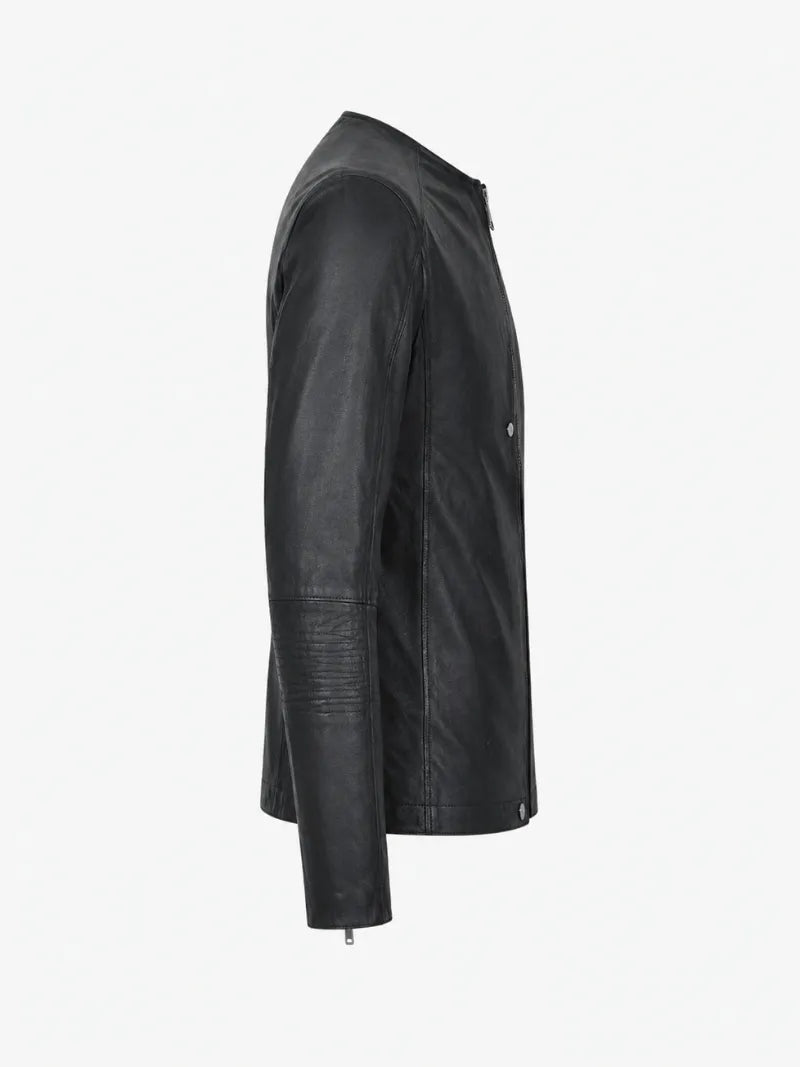 Men’s Leather Round Neck Jacket Right 