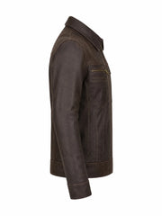 Men’s Leather Shirt Collar Jacket Right 