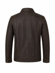 Men’s Leather Shirt Collar Jacket Back 