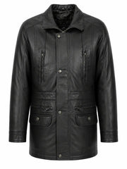 Men's Leather Winter Short Length Black Coat
