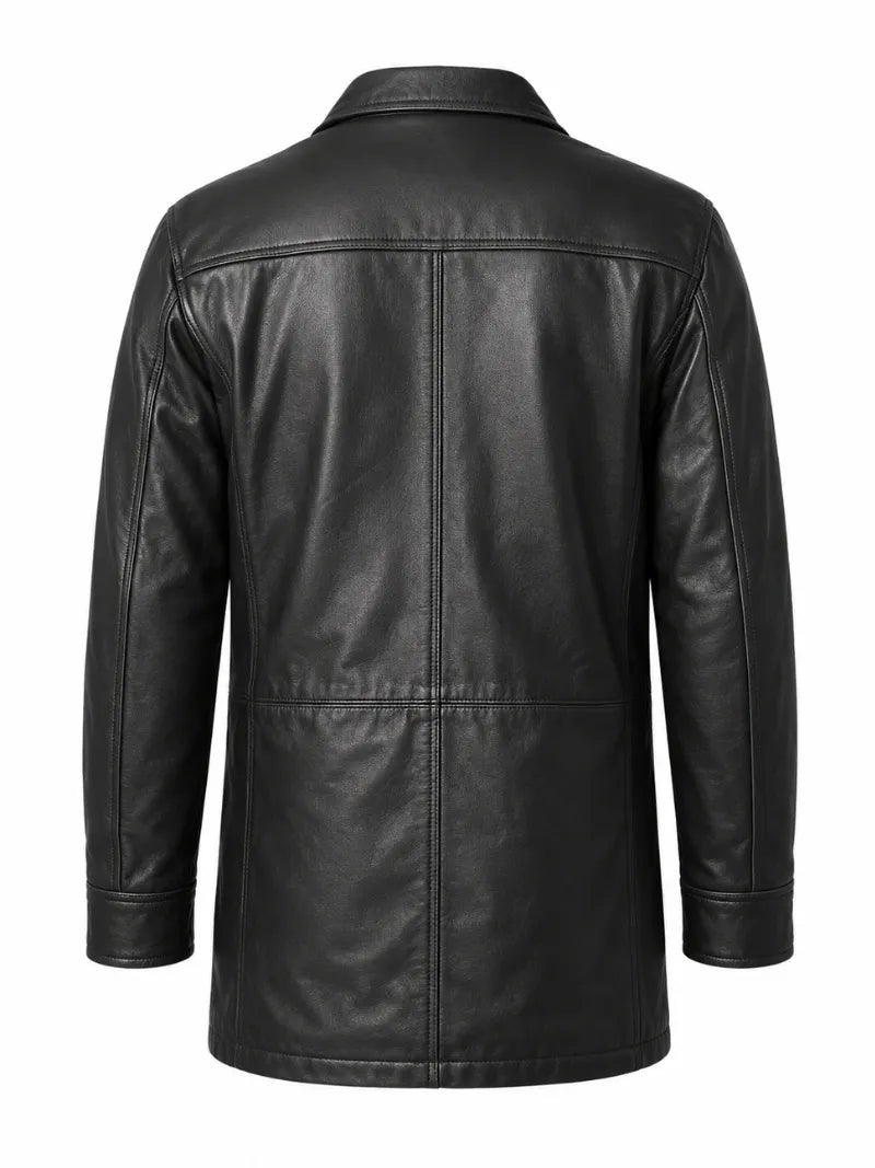 Men's Leather Winter Short Length Black Coat