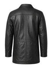 Men's Leather Winter Short Length Black Coat