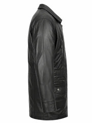 Men's Leather Winter Short Length Black Coat